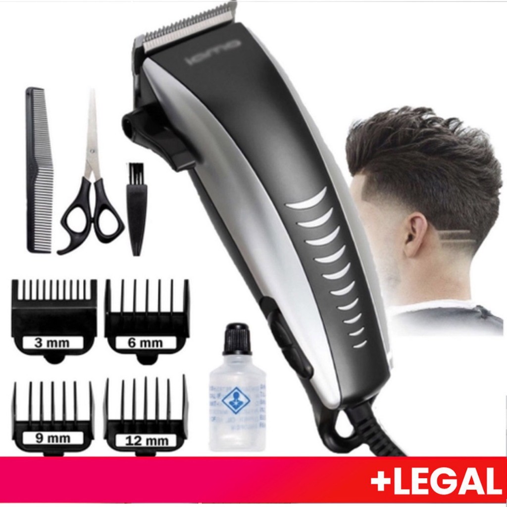 Máquina De Cortar Cabelo Barbeador Aparador Profissional Acabamento Barba 9 Peças Elétrico 110V