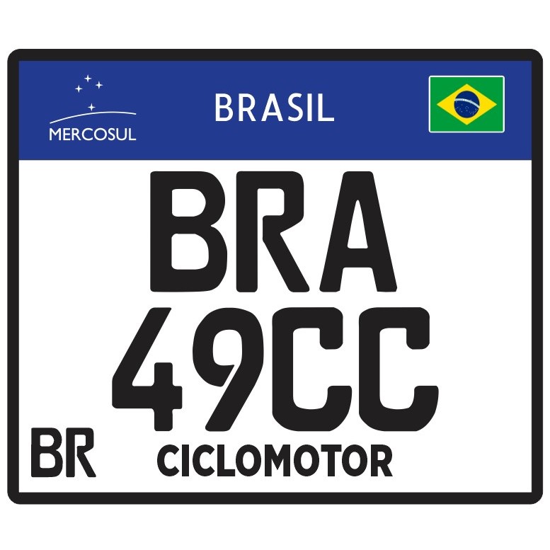 Placa Mercosul Decorativo Moto Bra 49cc PVC Motinha Bike Motorizada ...