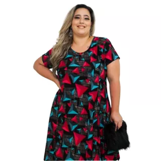 VESTIDO MANGA SENHORA MODA PLUS SIZE VERÃO