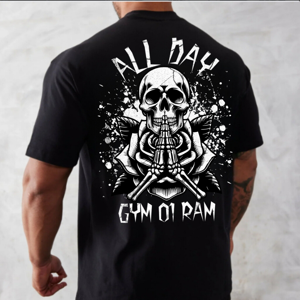 Camisa Basica Streetwear Oversized Academia ALL DAY Jorlan Musculação 100% Algodão Lançamento