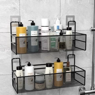 Prateleira de Banheiro e Cozinha com Suporte Adesivo para Shampoo e Sabão - Organizador de Produtos de Higiene
