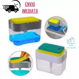 Dispenser Para Detergente Sabão 2x1 Detergente Suporte Porta Bucha Esponja