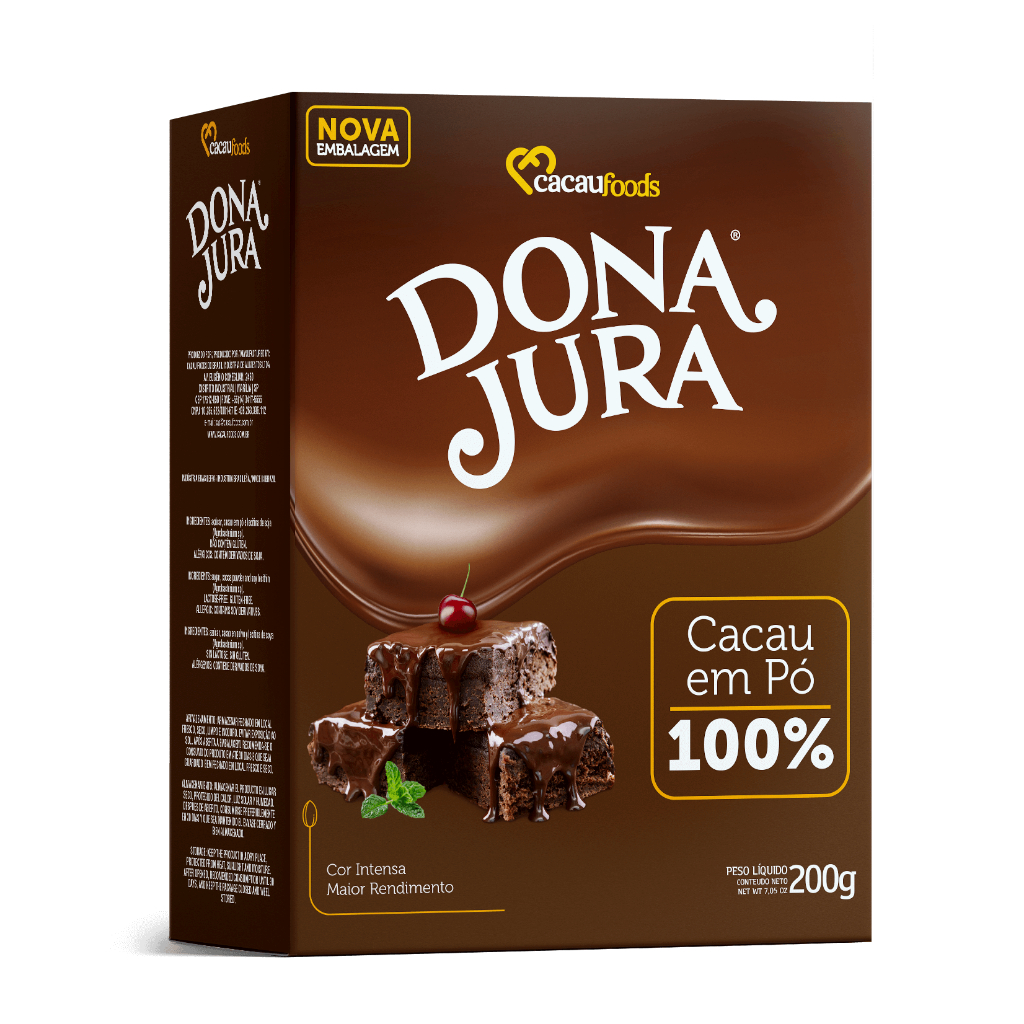 Chocolate Cacau em Pó 100% Dona Jura 200g - Cacaufoods