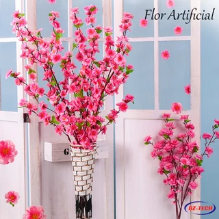Kit Com 10 Hastes Galhos de Flor Pessegueiro Grande Artificial 120cm Flors De Cerejeira RZF023
