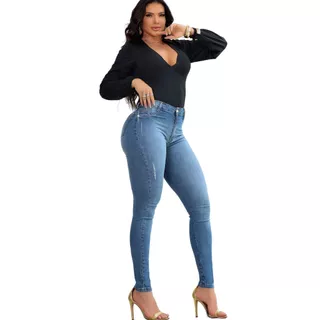 Calça Jeans Feminina Modela Aumenta e Empina Bumbum com Bundex Bojo Removivel Tipo Pitbul Jeans