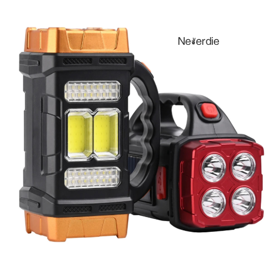 Lanterna Holofote Super Led Potente Recarregavel Usb Solar Power Bank Prova d água