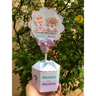 Centro de Mesa G / Pegue e Monte / Lembrançinhas CHÁ REVELAÇÃO LILAS E VERDE