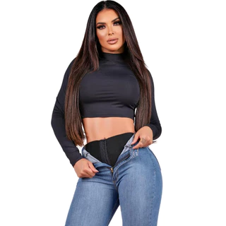 Calça Jeans Feminina Super Lipo Com Cinta Modeladora Elastica Chapa Barriga Cintura Perfeita