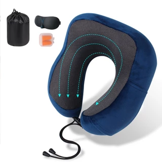 Kit Viagem Travesseiro Almofada Espuma Viscoelástica E Máscara Tapa Olho E Protetor Auricular