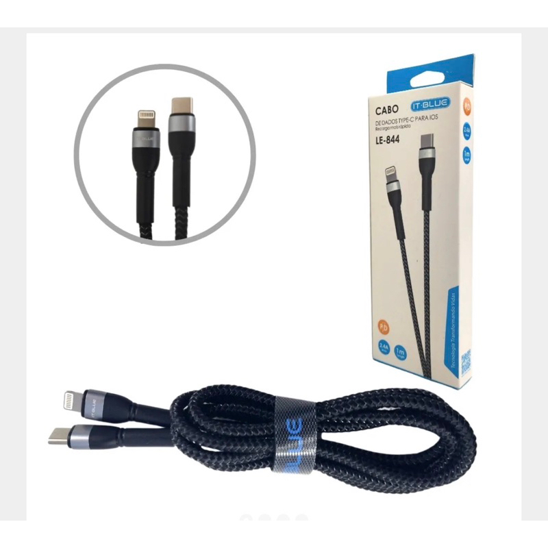 CABO DE DADOS TIPO-C PARA LIGHTNING IOS 2.4A COM 1 METRO