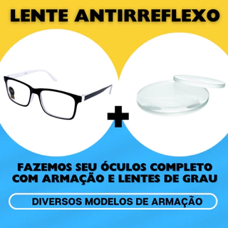 Armação Grau + Par Lentes Antirreflexo Miopia, Hipermetropia e Astigmatismo Modelo Retangular Brilho Azul
