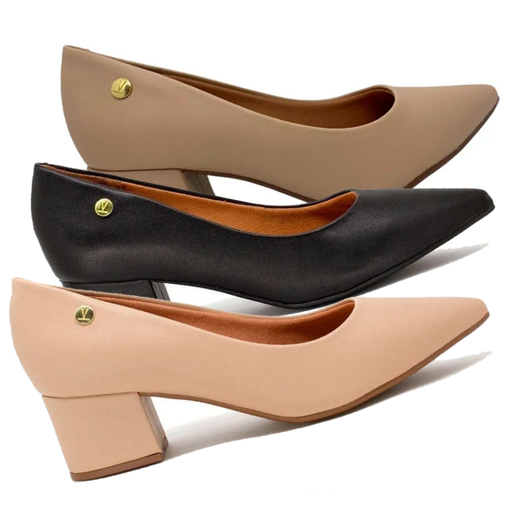 Sapato Scarpin Feminino Salto Baixo Quadrado Bico Fino Vizzano 1220315 ...