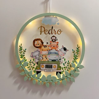 Porta Maternidade Jipe Safari Acrílico e Espelho Led