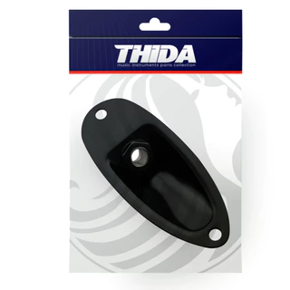 Jack Plate Canoa Preto Com Conector P10 Mono Alta Qualidade Para Guitarra Stratocaster