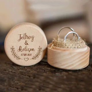 Porta Aliança Madeira Personalizada. compromisso, casamento, bodas de madeira