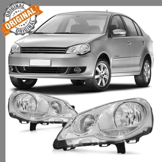 Kit Par Farol Polo Foco Duplo Máscara Cromada 2007 2008 2009 2010 2011 2012 2013 2014