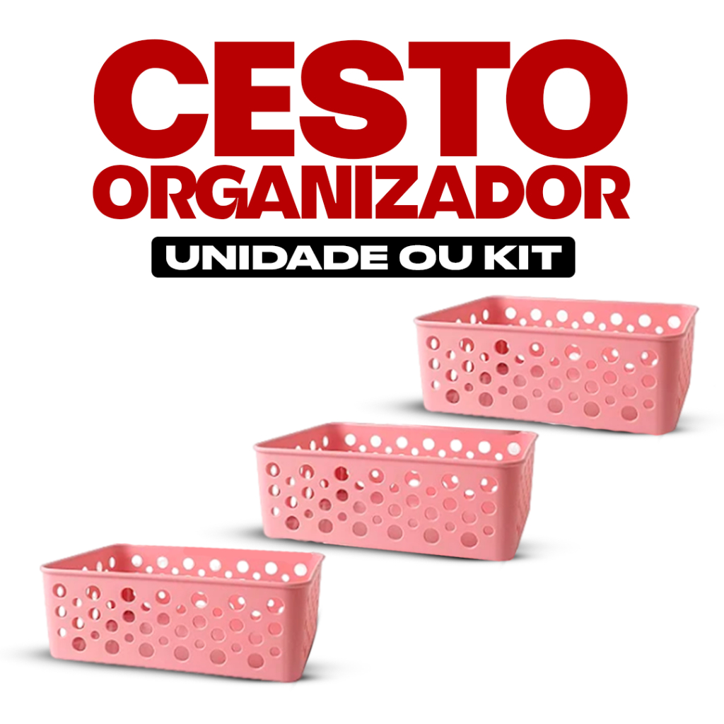 Kit Cestos Organizador Multiuso Cozinha 19x14x6,5 Usual