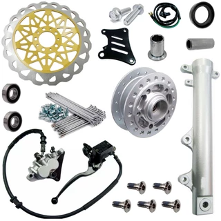 Kit Sistema Freio A Disco Cg Titan Fan Cargo 150 160 Start160 Cg160 Raio 4mm Discão 290mm Dourado Cubo Pinça Flexível Rei