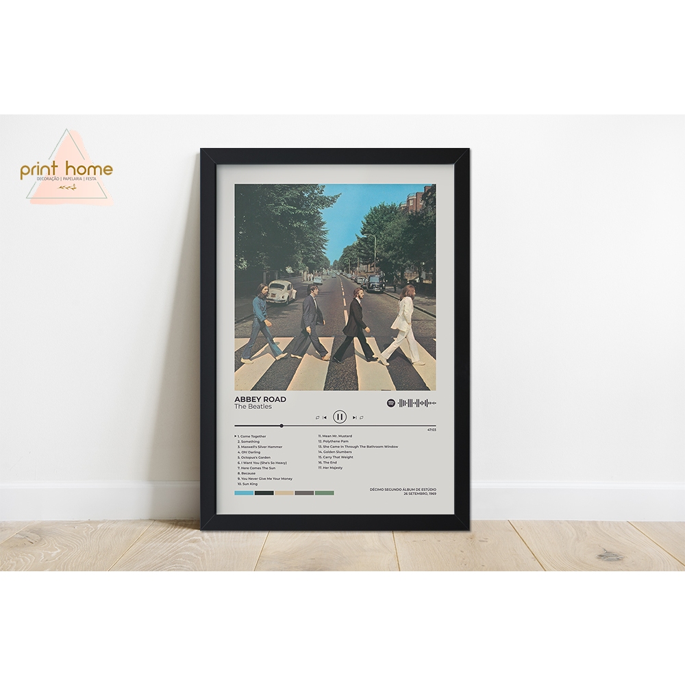 Quadro Moldura Spotify The Beatles Abbey Road | Shopee Brasil
