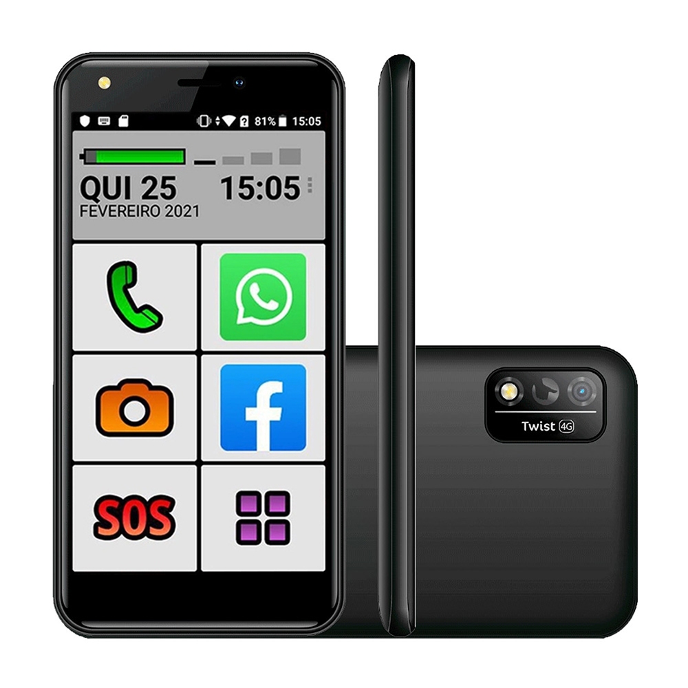 Smartphone do Idoso 4G Positivo Letras Grandes, Botão SOS, Dual SIM ...