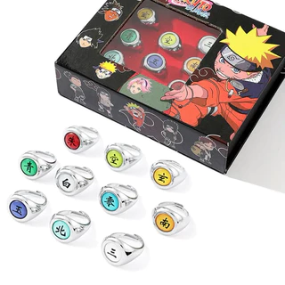 Kit 10 Pcs Naruto Anéis Set Akatsuki Itachi Hidan Deidara Pain Acessórios Prop Colecionáveis Unisex Cosplay Anéis Para As Mulheres Homens Casal Anel Ajustável