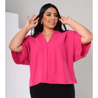 Blusa Feminina Casual elegante Manga Morcego Elegante Vasico Evangelica Confortabel Manga Corto