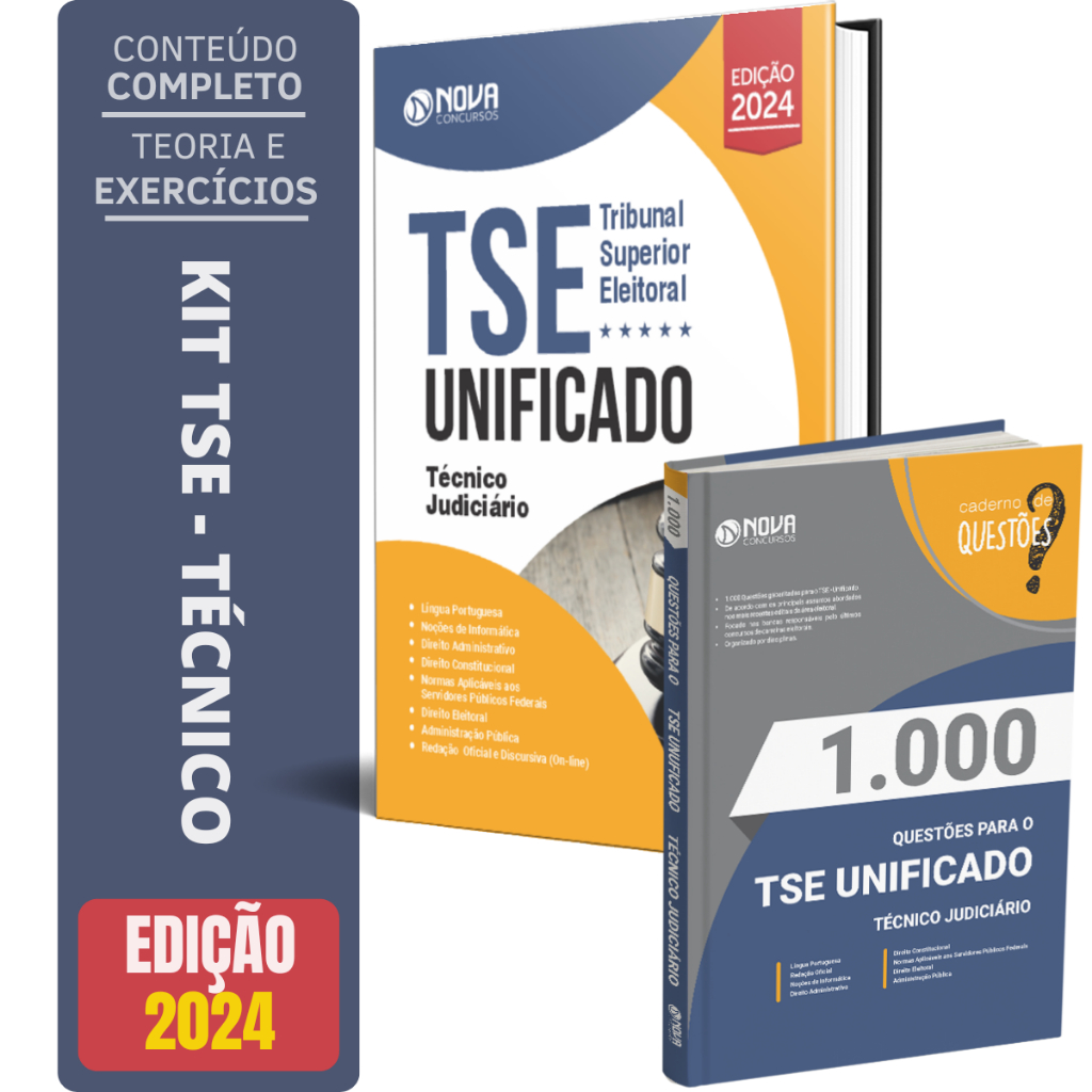 Kit Apostila TSE Unificado 2024 - Técnico Judiciário + Questões ...
