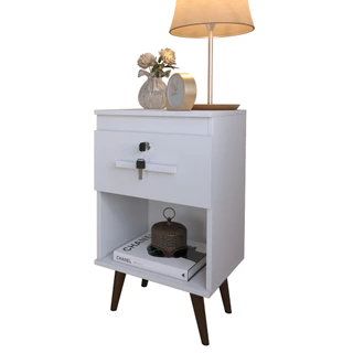 Mesa De Cabeceira C/ Chave Cama Box Quarto Sala 1 Gaveta Nicho