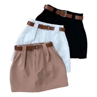 Short Saia Alfaiataria Social Com cinto Plus Size Envio Rápido
