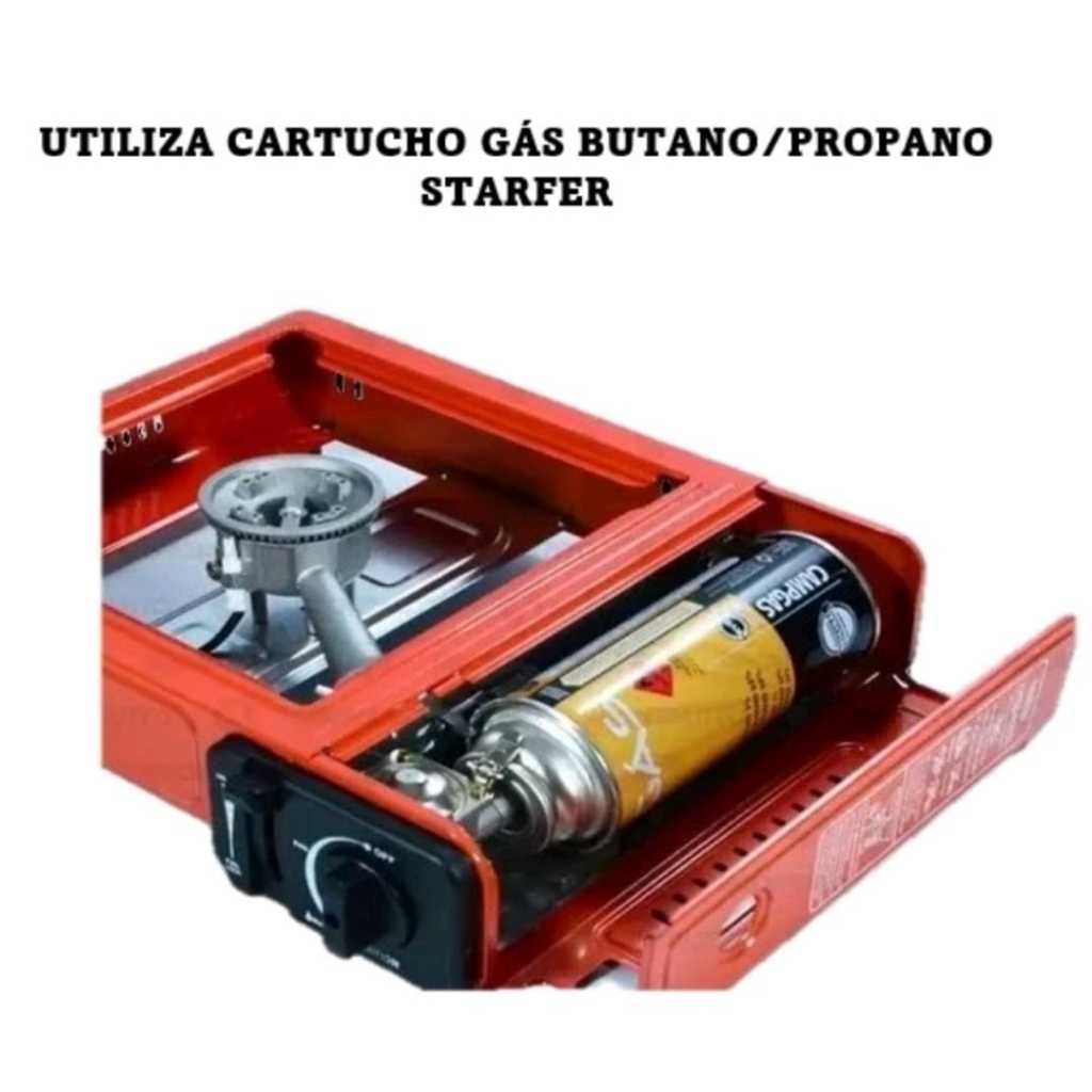 Fogão Portátil Á Gás Starfer Com Acendimento Automático - Quantidade de queimadores: 1 Atenção: Utiliza Refil de gás Butano ( NÃO INCLUSO)