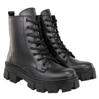 Bota Coturno Feminino Legitimo Tratorada Zíper Lateral Blogueira