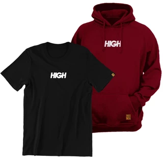 Kit Moletom Canguru Blusa de Frio e Camiseta Algodão Penteado Adulto Premium Coleção Outono Inverno