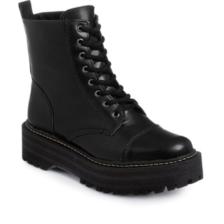 Bota Feminina Coturno Tratorado Cano Curto Plataforma Retro Blogueira Confort