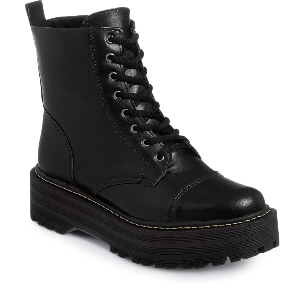 Bota Feminina Coturno Tratorado Cano Curto Plataforma Retro Blogueira Confort