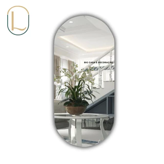 ESPELHO OVAL DECORAÇÃO MODERNO GRANDE 115x50 - COM SUPORTE E DUPLA FACE