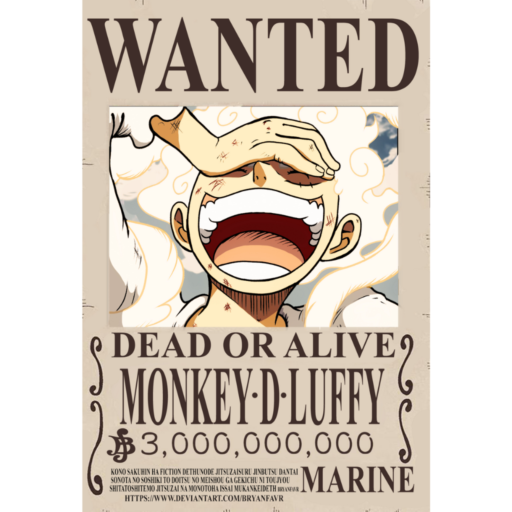 One Piece Placa Poster Decorativa em Adesivo Procurados 30x20 cm