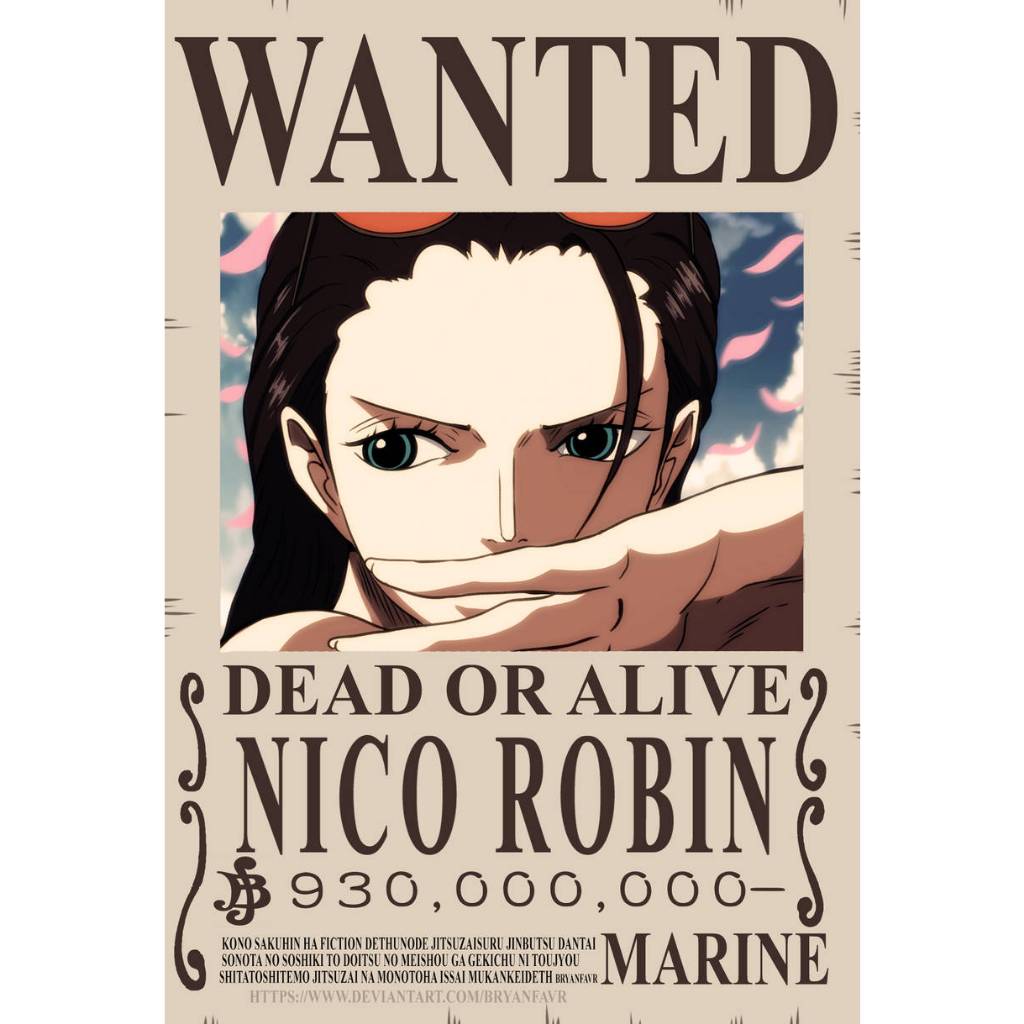 One Piece Placa Poster Decorativa em Adesivo Procurados 30x20 cm