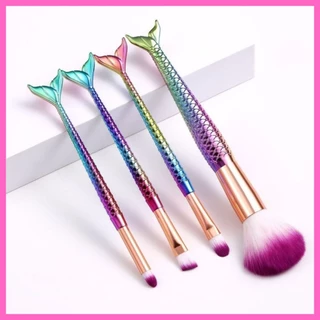 Kit 4 Pincel Sereia de Maquiagem Para Sobra Blush Contorno Pó Sombra gloss pronta entrega