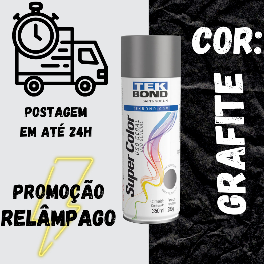 Tinta Spray Grafite Super Color Uso Geral 350ml/250g Tek Bond