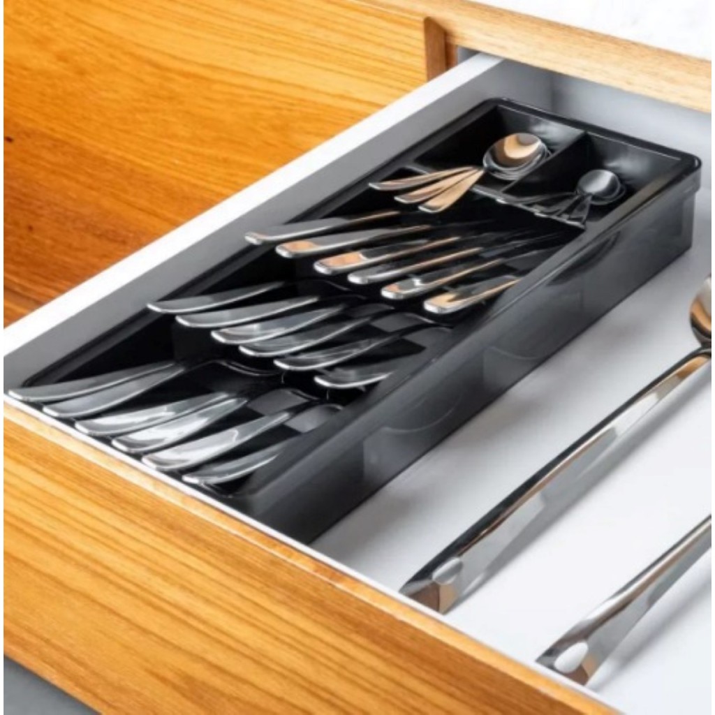 Organizador Porta Talheres Gaveta Preto Clear - OU