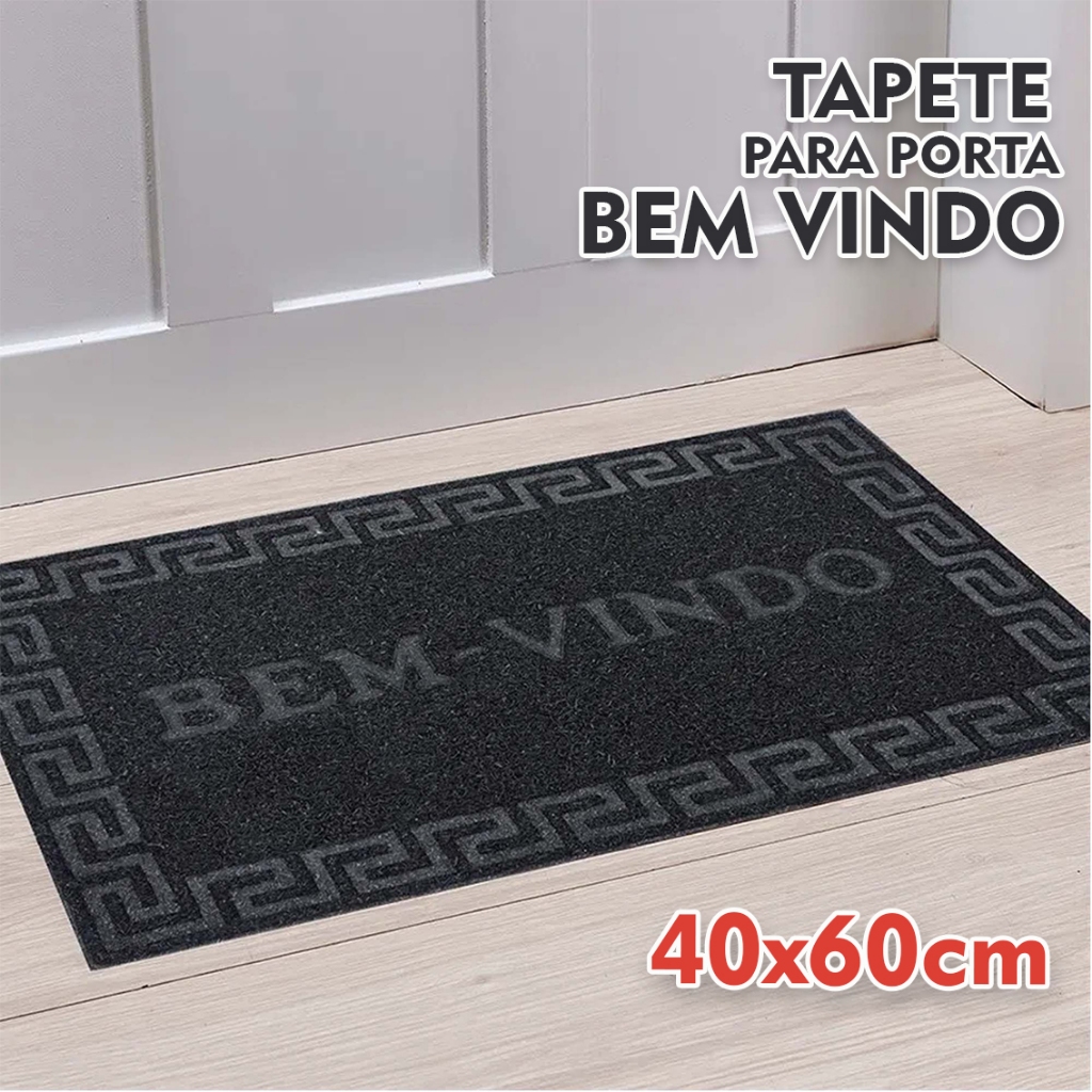 Tapete De Porta Bem Vindo Em Pvc 40x60cm Modelo Capacho Emborrachado Antiderrapante Diversas cores