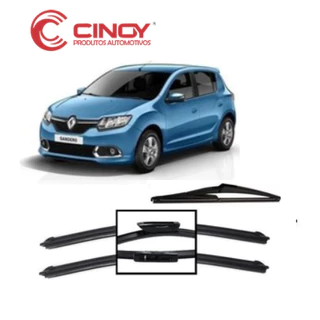 Kit 3 Palhetas Limpador De Parabrisa Dianteiro + traseiro Para Renault Sandero 2015 2016 2017 2018 2019 2020 2021 2022