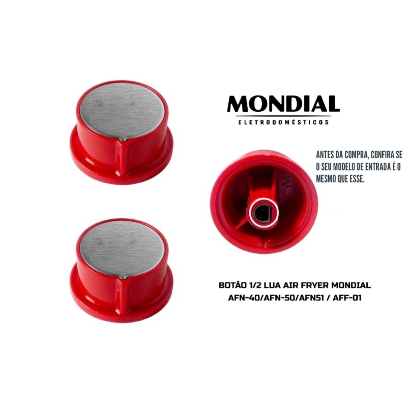 kit 2 botões vermelho timer Knob fritadeira elétrica air fryer mondial Afn-40/afn-50-bi/Afn-51 mondial original