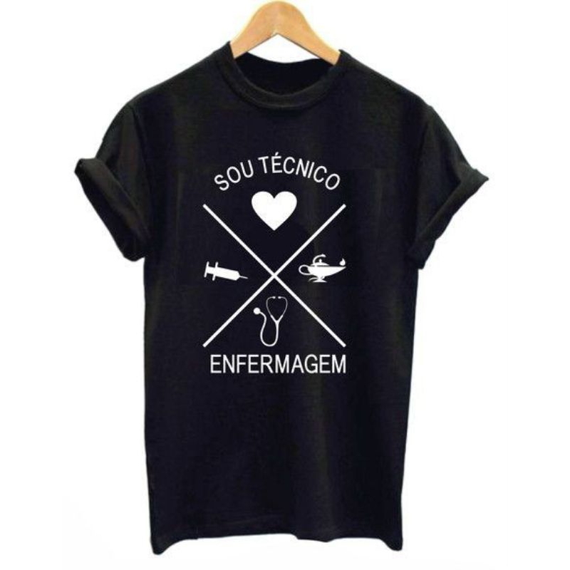 Sou Técnico Em Enfermagem Camiseta Tradicional Básica unissex algodão