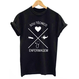 Sou Técnico Em Enfermagem Camiseta Tradicional Básica unissex algodão
