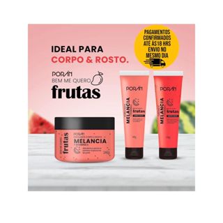 Linha Completa Frutas Porán Sabonete+ Hidratante+ Esfoliante Corpo e Rosto
