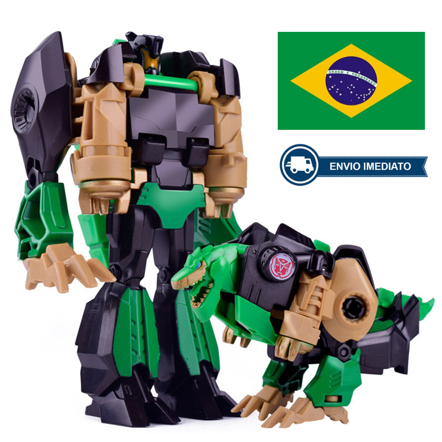 Brinquedo Robo Transformers Dinossauro Vira Robô Verde Transformers ...