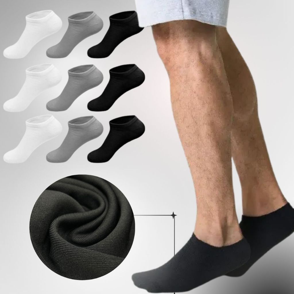 Kit 12 Pares de Meias Lisa Soquete Masculina Cano Curto Cores Sortidas