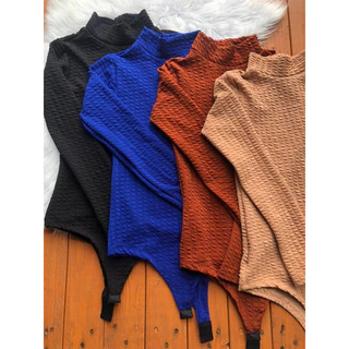 Body Bori Blusa Blusinha Feminina Manga Longa Gola Alta Anarruga