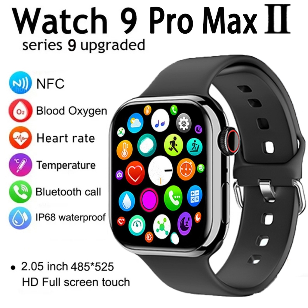 2024 Watch 9 PRO Max 2 Relógio 9 Smart Watch Homens BT Chamada Sempre Em Exibição Temperatura Corporal Fitness Feminino Série 9 Smartwatch Para Android